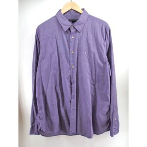 JOHN VARVATOS BUTTON SHIRT -XL PURPLE IRIDESCENT PEACE SIGN HAND EMBROIDERED USA